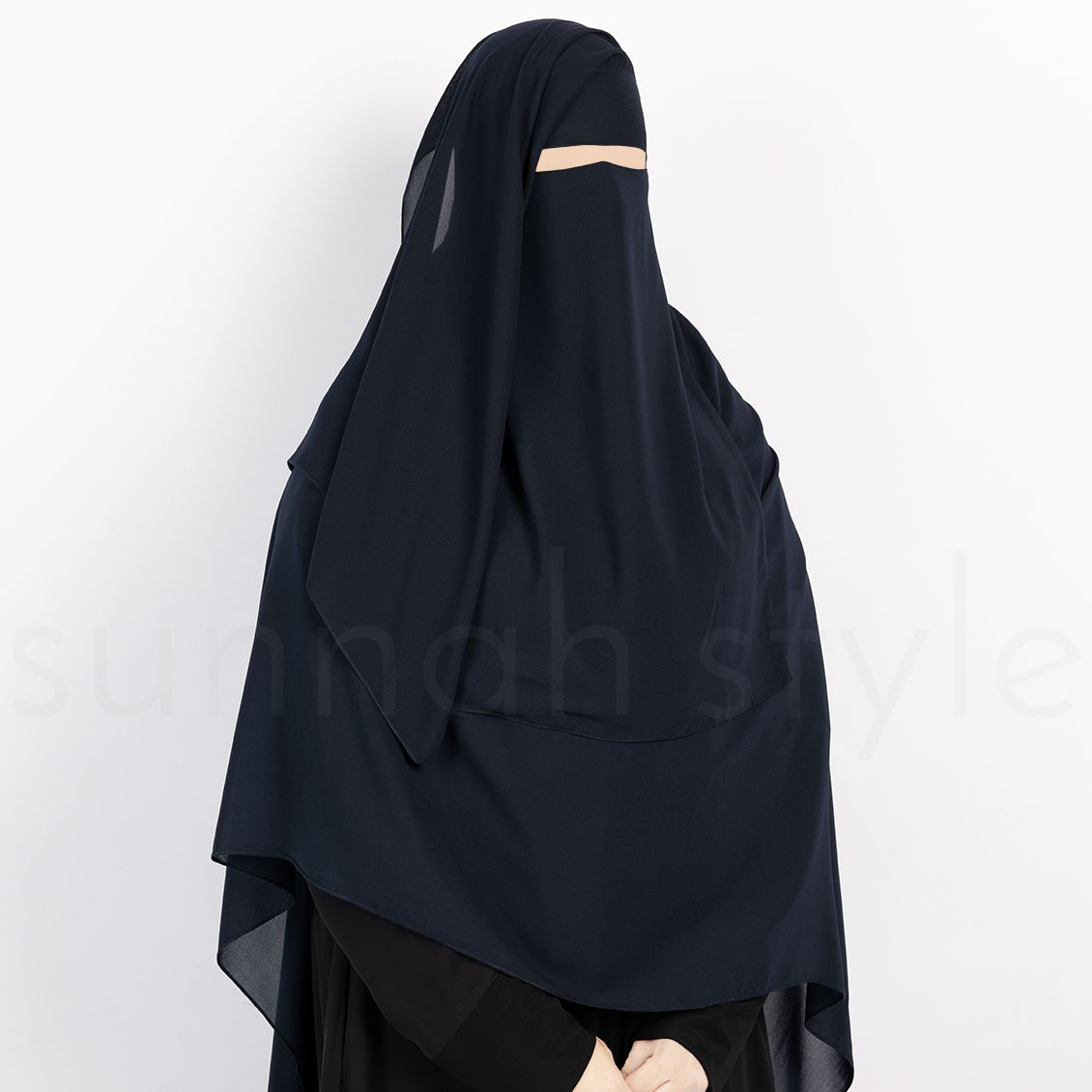 Sunnah Style Two Layer Niqab Navy Blue
